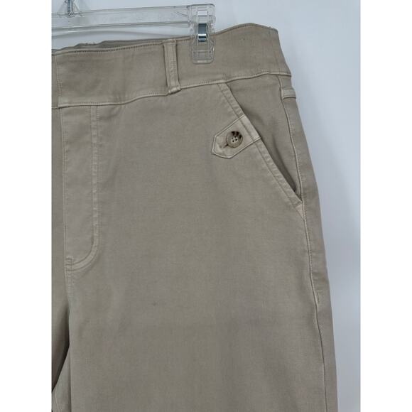 Spanx Women's 1X Stretch Twill Cropped Wide leg Smoke Khaki - Picture 2 of 9